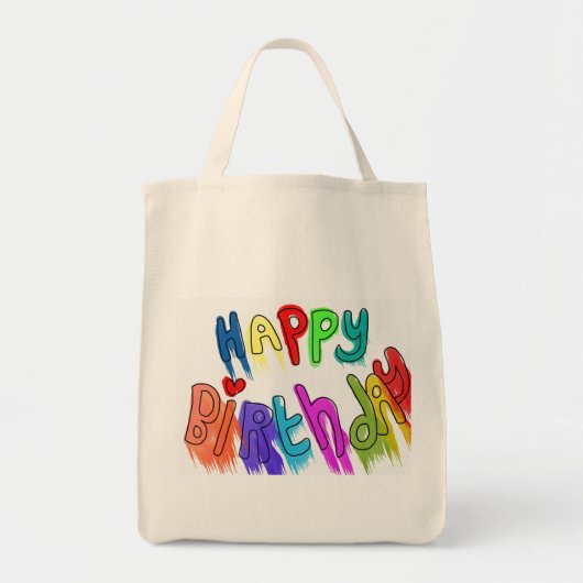 Paint Dripping Happy Birthday Grocery Canvas tas (Voorkant)