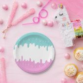 Paint Drips Geslacht onthullen Pink Blue Papieren Bordje (Feest)