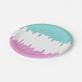 Paint Drips Geslacht onthullen Pink Blue Papieren Bordje (Gekanteld)
