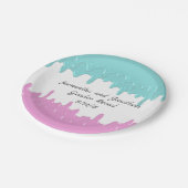 Paint Drips Geslacht onthullen Roze Blauw Custom Papieren Bordje (Gekanteld)