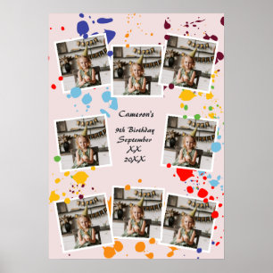 Paint druppels 9th Birthday Party Photo Collage Poster