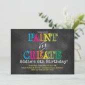 Paint en Creëer schoolbord verjaardagsuitnodiging Kaart (Staand voorkant)
