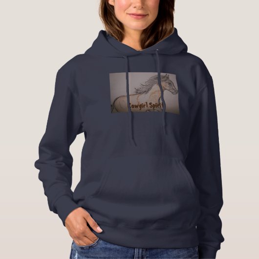 Paint Horse Galloping Cowgirl Spirit Hoodie (Voorkant)