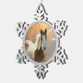 Paint Horse Gold Pewter Snowflake Ornament (Rechts)