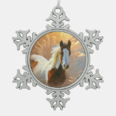 Paint Horse Gold Pewter Snowflake Ornament (Voorkant)