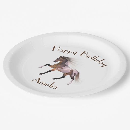 Paint Horse Happy Birthday Custom Paper Borden Papieren Bordje (Gekanteld)