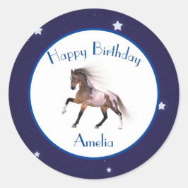 Paint Horse Happy Birthday Custom Ronde Sticker