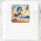 Paint Horse Hawks Ocean Vierkante Sticker (Tas)