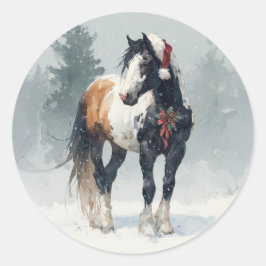 Paint Horse Kerststicker Ronde Sticker