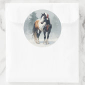 Paint Horse Kerststicker Ronde Sticker (Tas)