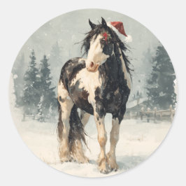Paint Horse Kerststicker Ronde Sticker