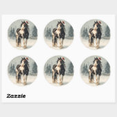 Paint Horse Kerststicker Ronde Sticker (Vel)