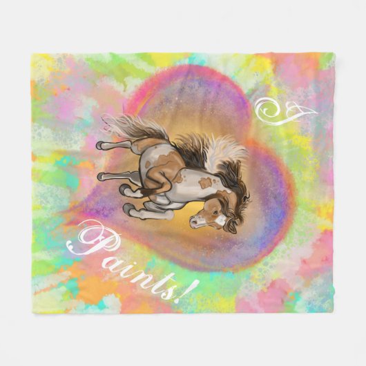 Paint Horse Love Fleece Deken (Voorkant (Horizontaal))
