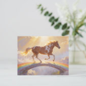 Paint Horse Mare Crosses A Rainbow Bridge Briefkaart (Staand voorkant)