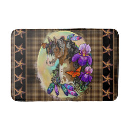 Paint Horse Mustang met Iris en butterflies Bat Badmat