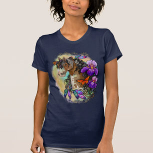 Paint Horse Mustang met Iris en butterflies T-Sh T-shirt