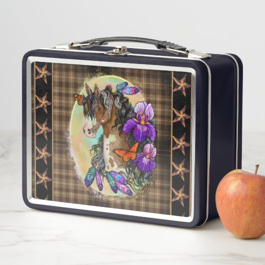 Paint Horse Mustang met Iris en vlinders (In situ)