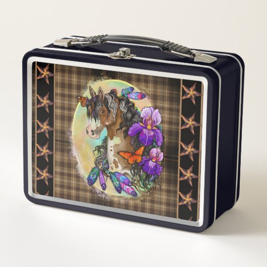 Paint Horse Mustang met Iris en vlinders (Voorkant)