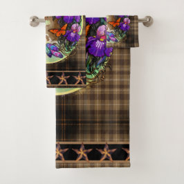 Paint Horse Mustang met Iris en vlinders Bad Handdoek