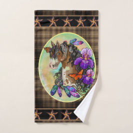Paint Horse Mustang met Iris en vlinders Bad Handdoek