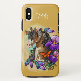 Paint Horse Mustang met Iris en vlinders Case-Mate iPhone Case