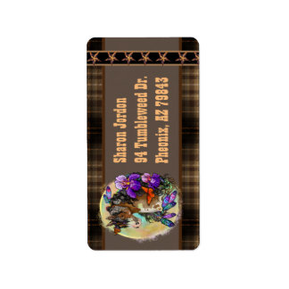 Paint Horse Mustang met Iris en vlinders Etiket