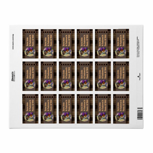 Paint Horse Mustang met Iris en vlinders Etiket (Full Sheet)