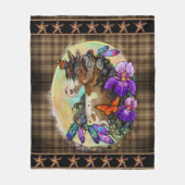 Paint Horse Mustang met Iris en vlinders Fleece Deken (Voorkant)