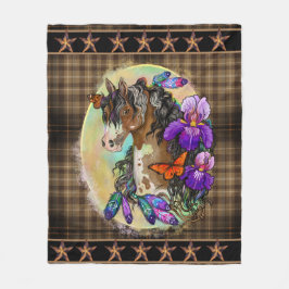 Paint Horse Mustang met Iris en vlinders Fleece Deken