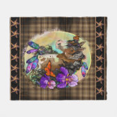 Paint Horse Mustang met Iris en vlinders Fleece Deken (Voorkant (Horizontaal))
