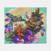 Paint Horse Mustang met Iris en vlinders Fleece Deken (Voorkant (Horizontaal))