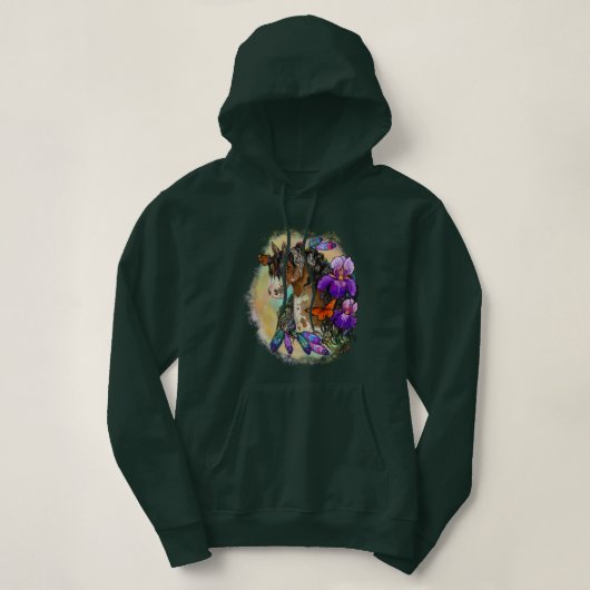 Paint Horse Mustang met Iris en vlinders Hoodie (Design voorkant)