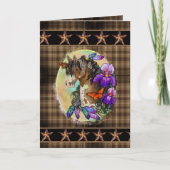 Paint Horse Mustang met Iris en vlinders Kaart (Voorkant)