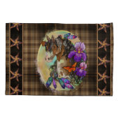 Paint Horse Mustang met Iris en vlinders Kussensloop (Achterkant-Links)