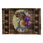 Paint Horse Mustang met Iris en vlinders Kussensloop (Voorkant-Links)