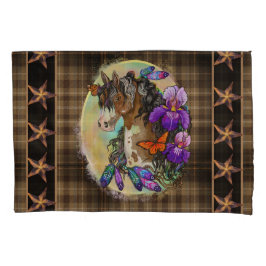 Paint Horse Mustang met Iris en vlinders Kussensloop