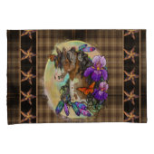 Paint Horse Mustang met Iris en vlinders Kussensloop (Voorkant-Rechts)