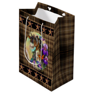 Paint Horse Mustang met Iris en vlinders Medium Cadeauzakje