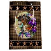 Paint Horse Mustang met Iris en vlinders Medium Cadeauzakje (Voorkant)