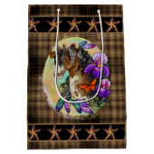 Paint Horse Mustang met Iris en vlinders Medium Cadeauzakje (Achterkant)