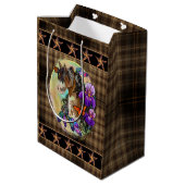 Paint Horse Mustang met Iris en vlinders Medium Cadeauzakje (Achterkant Gekanteld)