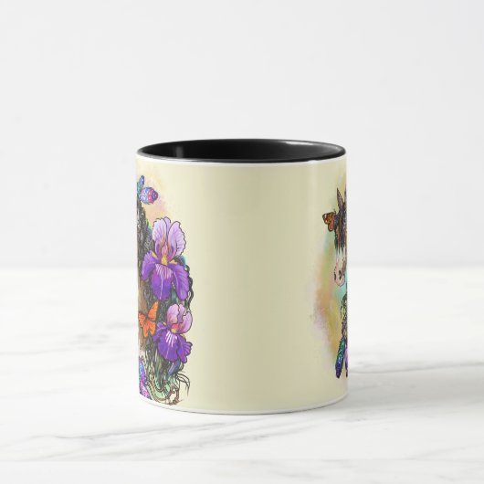 Paint Horse Mustang met Iris en vlinders Mok (Midden)