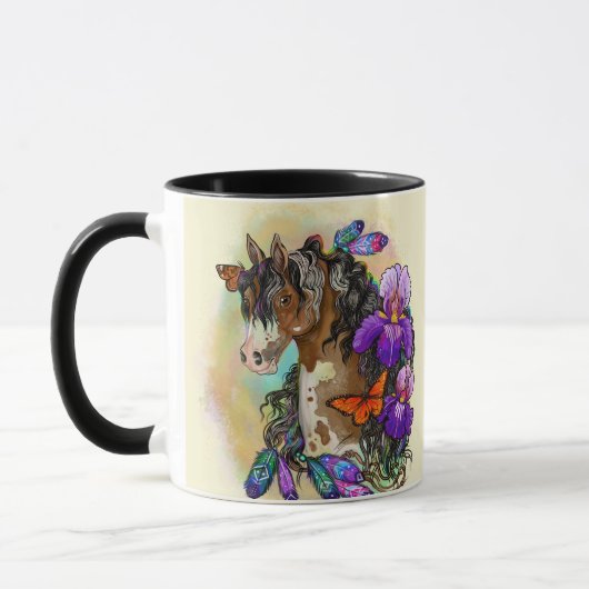 Paint Horse Mustang met Iris en vlinders Mok (Links)