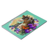 Paint Horse Mustang met Iris en vlinders Notitieboek (Linkerzijde)