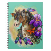 Paint Horse Mustang met Iris en vlinders Notitieboek (Voorkant)