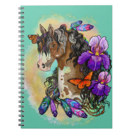 Paint Horse Mustang met Iris en vlinders Notitieboek