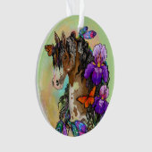 Paint Horse Mustang met Iris en vlinders Ornament (voorkant)