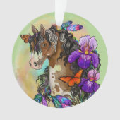 Paint Horse Mustang met Iris en vlinders Ornament (voorkant)