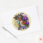 Paint Horse Mustang met Iris en vlinders Ronde Sticker (Envelop)