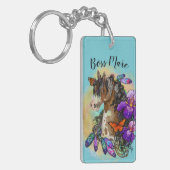Paint Horse Mustang met Iris en vlinders Sleutelhanger (Voorkant Links)